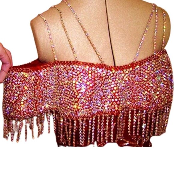 Couture Luxury Designer Wedding Evening Swarovski Crystals Runway Cocktail Dress - Picture 15 of 15